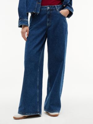 denim daisy low rise loose pinstripe jeans for women tommy jeans