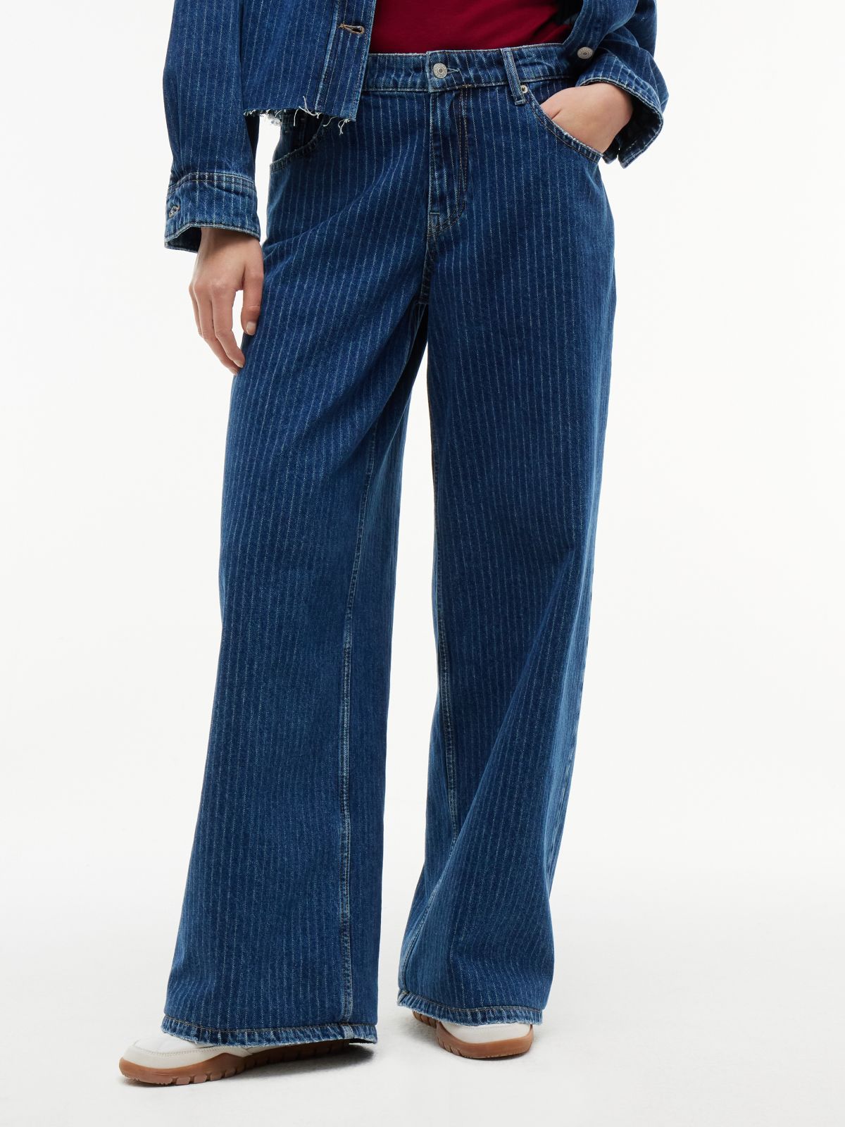 Daisy Low Rise Loose Pinstripe Jeans — Denim
