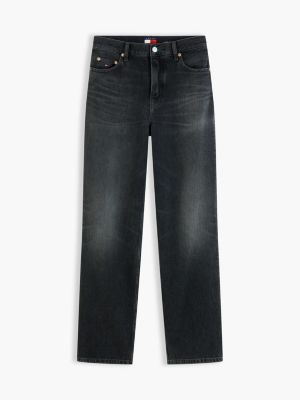 denim layla high rise straight black jeans for women tommy jeans