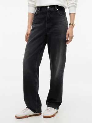 denim layla high rise straight black jeans for women tommy jeans