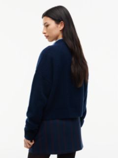 Tommy Badge Fluffy Cardigan With Alpaca — Blue 4