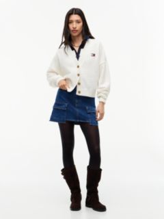 Tommy Badge Fluffy Cardigan With Alpaca — White 2