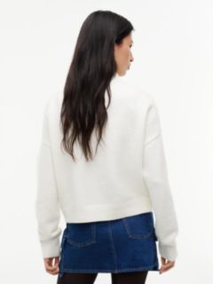 Tommy Badge Fluffy Cardigan With Alpaca — White 4