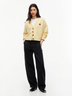 Tommy Badge Fluffy Cardigan With Alpaca — Yellow 2