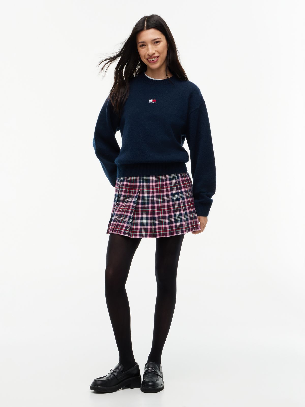 Tommy Badge Fluffy Jumper With Alpaca — Blue