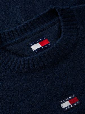 blue tommy badge fluffy jumper with alpaca for women tommy jeans