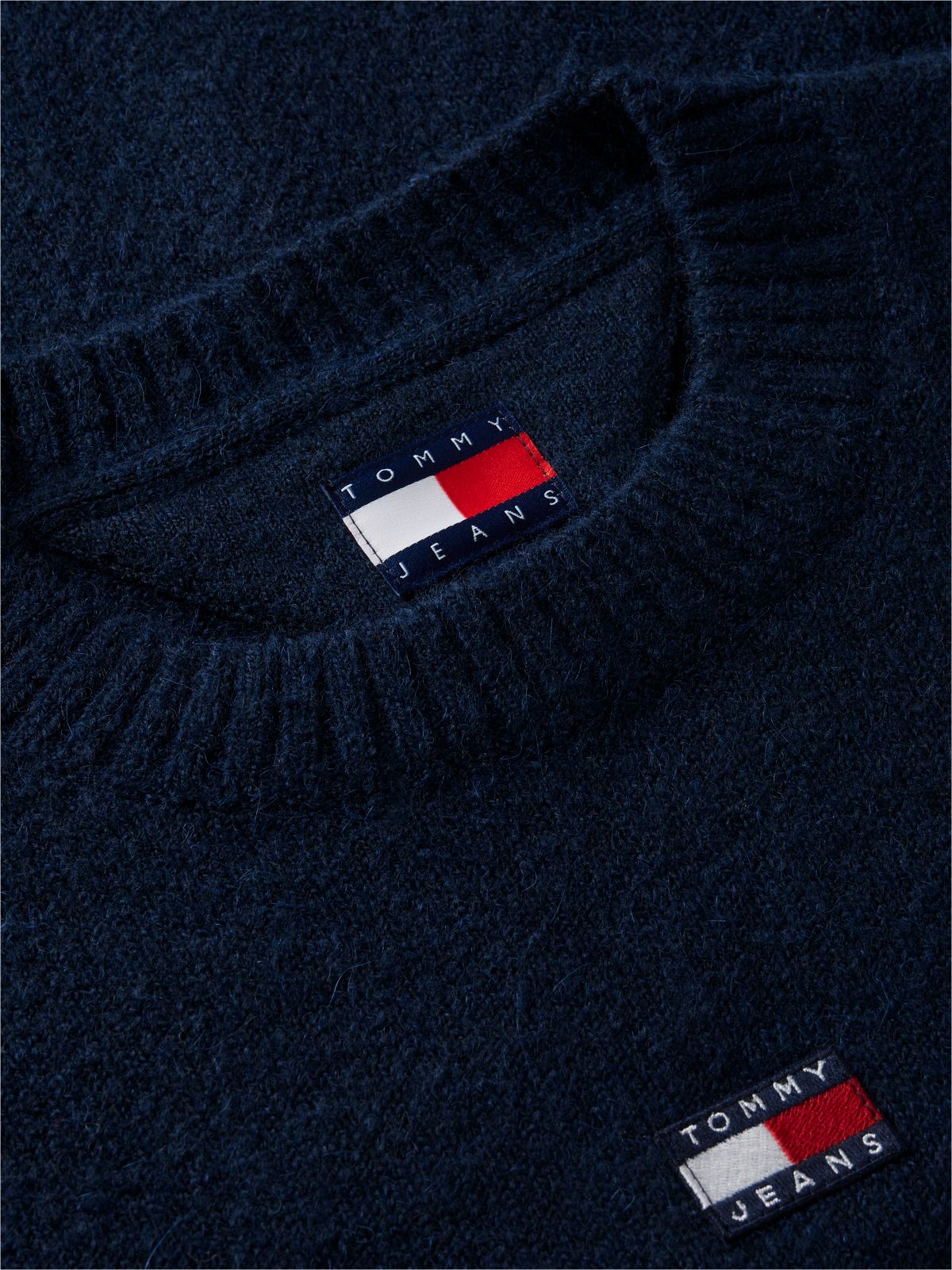 Tommy Badge Fluffy Jumper With Alpaca — Blue