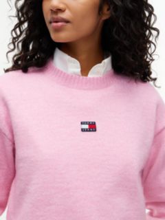 Tommy Badge Fluffy Jumper With Alpaca — Pink 3