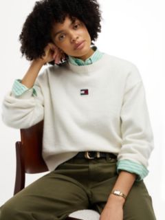 Tommy Badge Fluffy Jumper With Alpaca — White 3