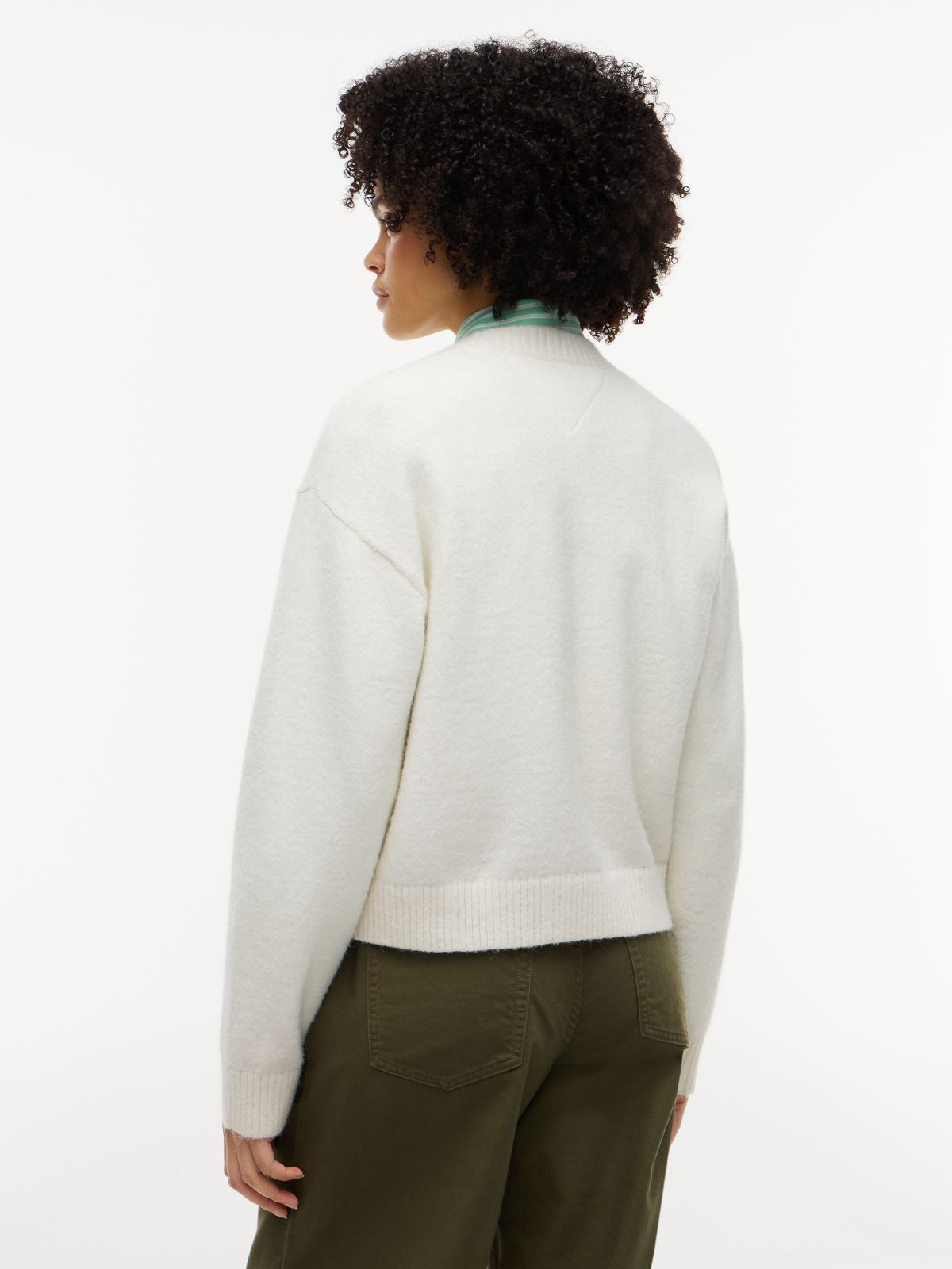 Tommy Badge Fluffy Jumper With Alpaca — White