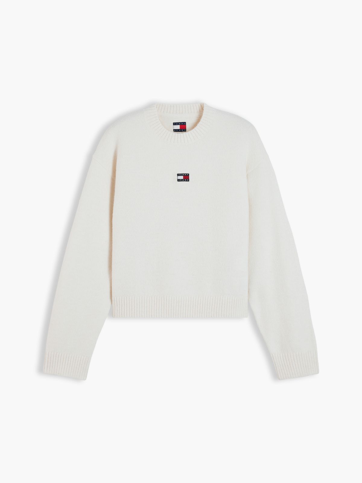 Tommy Badge Fluffy Jumper With Alpaca — White