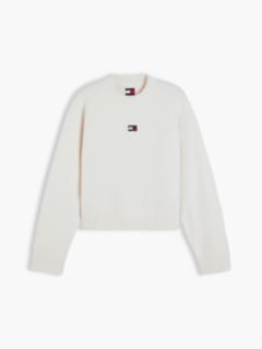 Tommy Badge Fluffy Jumper With Alpaca — White 5