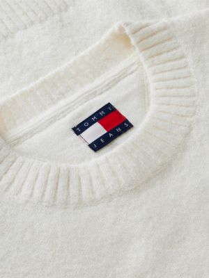 white tommy badge fluffy jumper with alpaca for women tommy jeans
