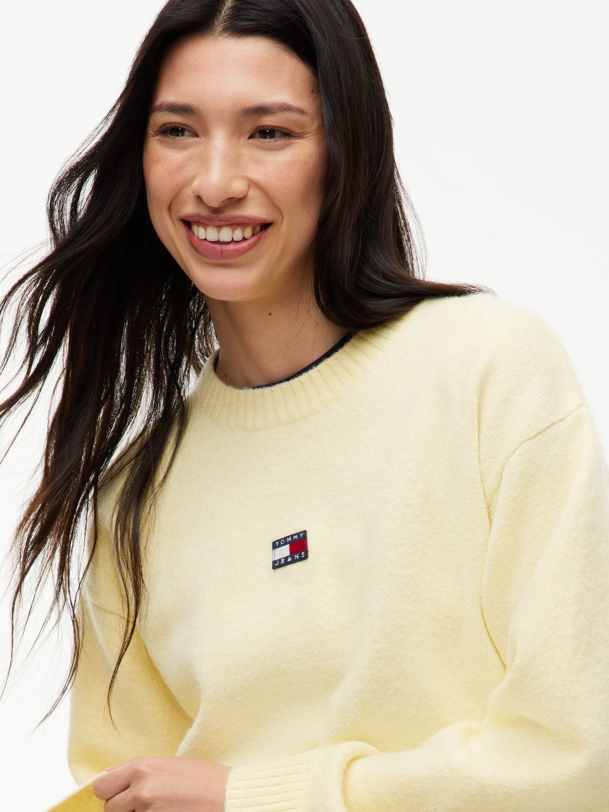 Tommy Badge Fluffy Jumper With Alpaca — Yellow