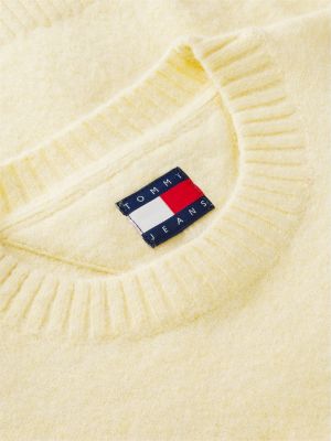 yellow tommy badge fluffy jumper with alpaca for women tommy jeans