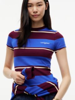 Logo Ribbed Slim T-Shirt — Blue 3