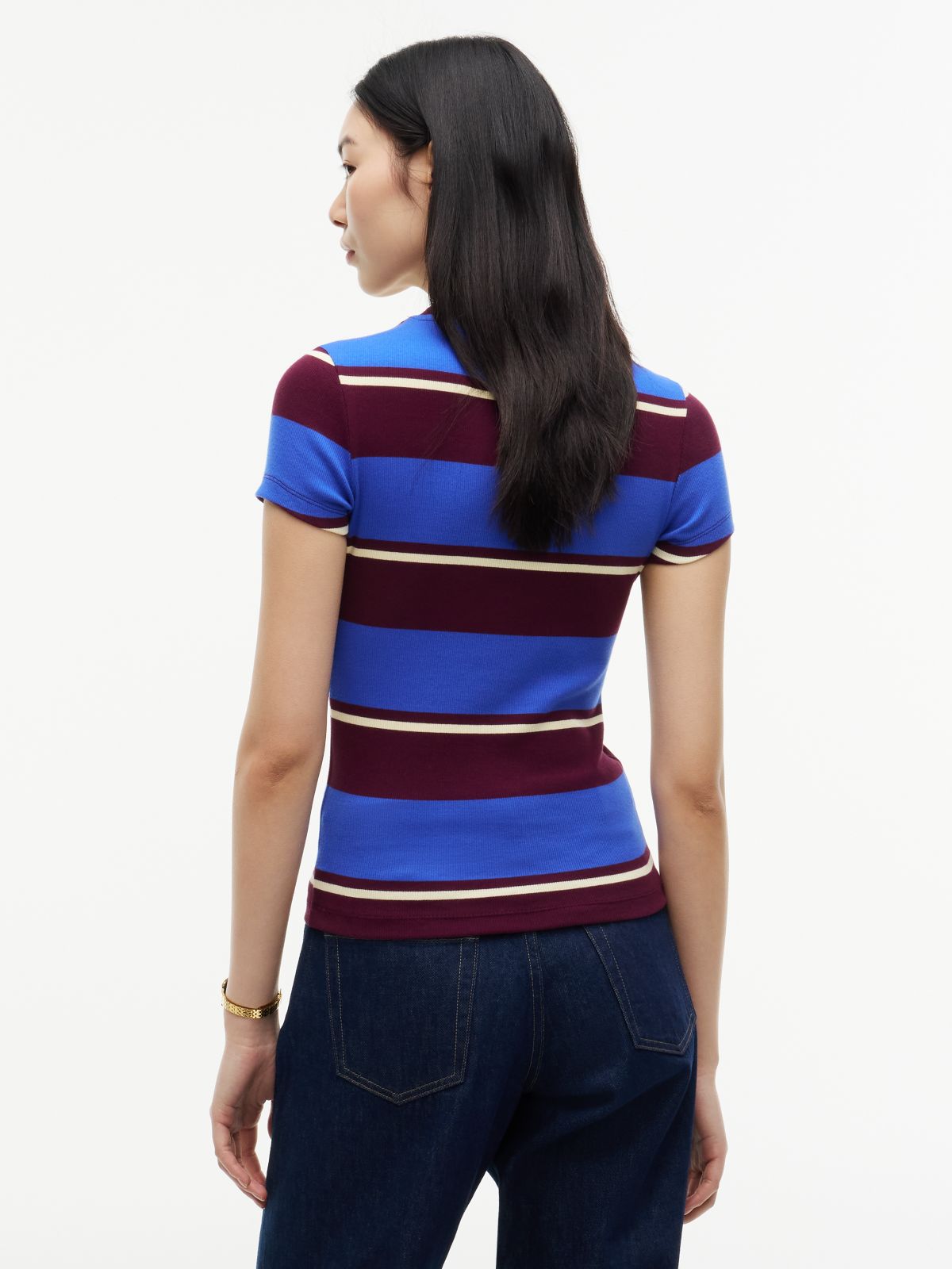 Logo Ribbed Slim T-Shirt — Blue
