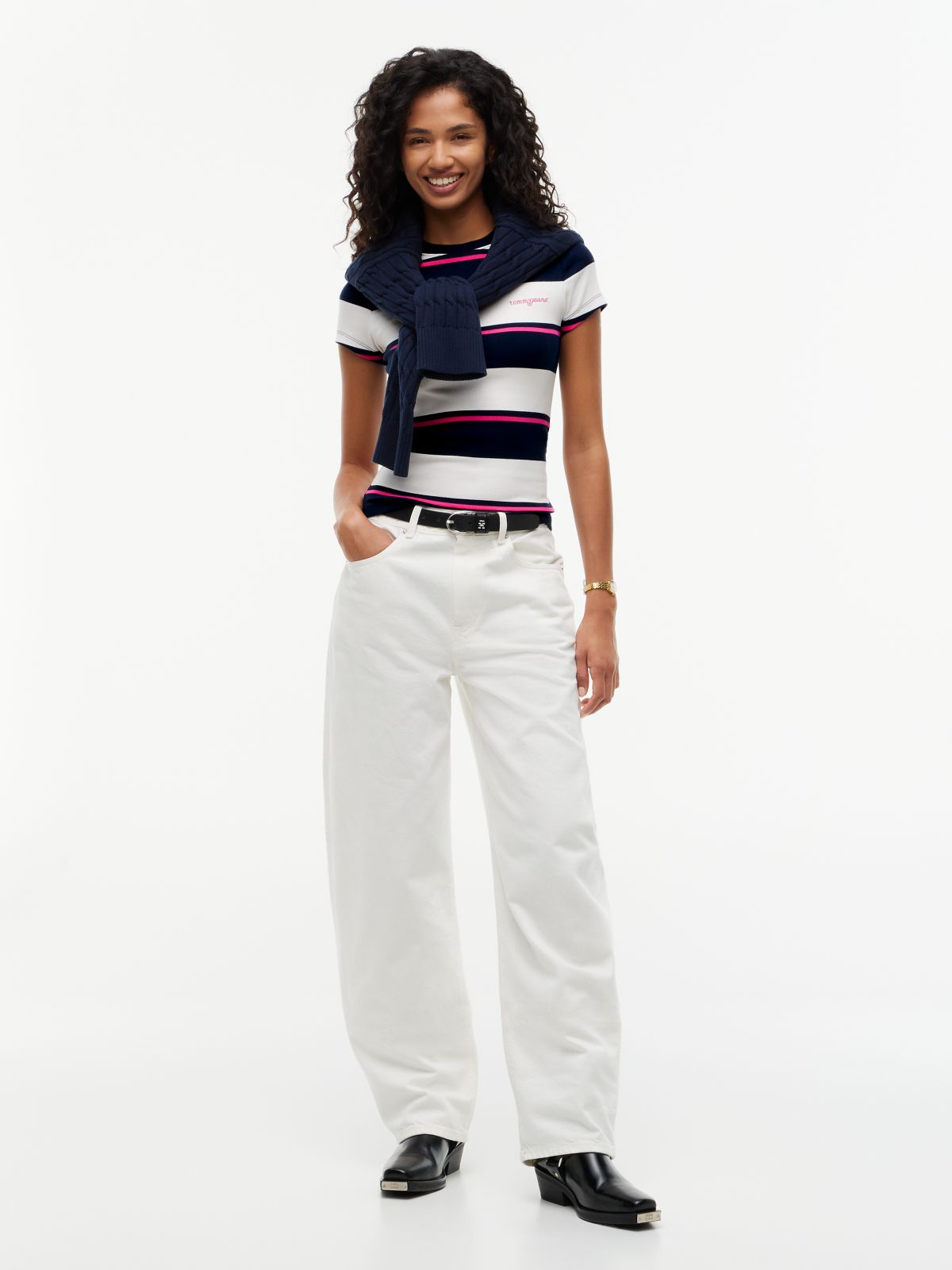 Logo Ribbed Slim T-Shirt — White