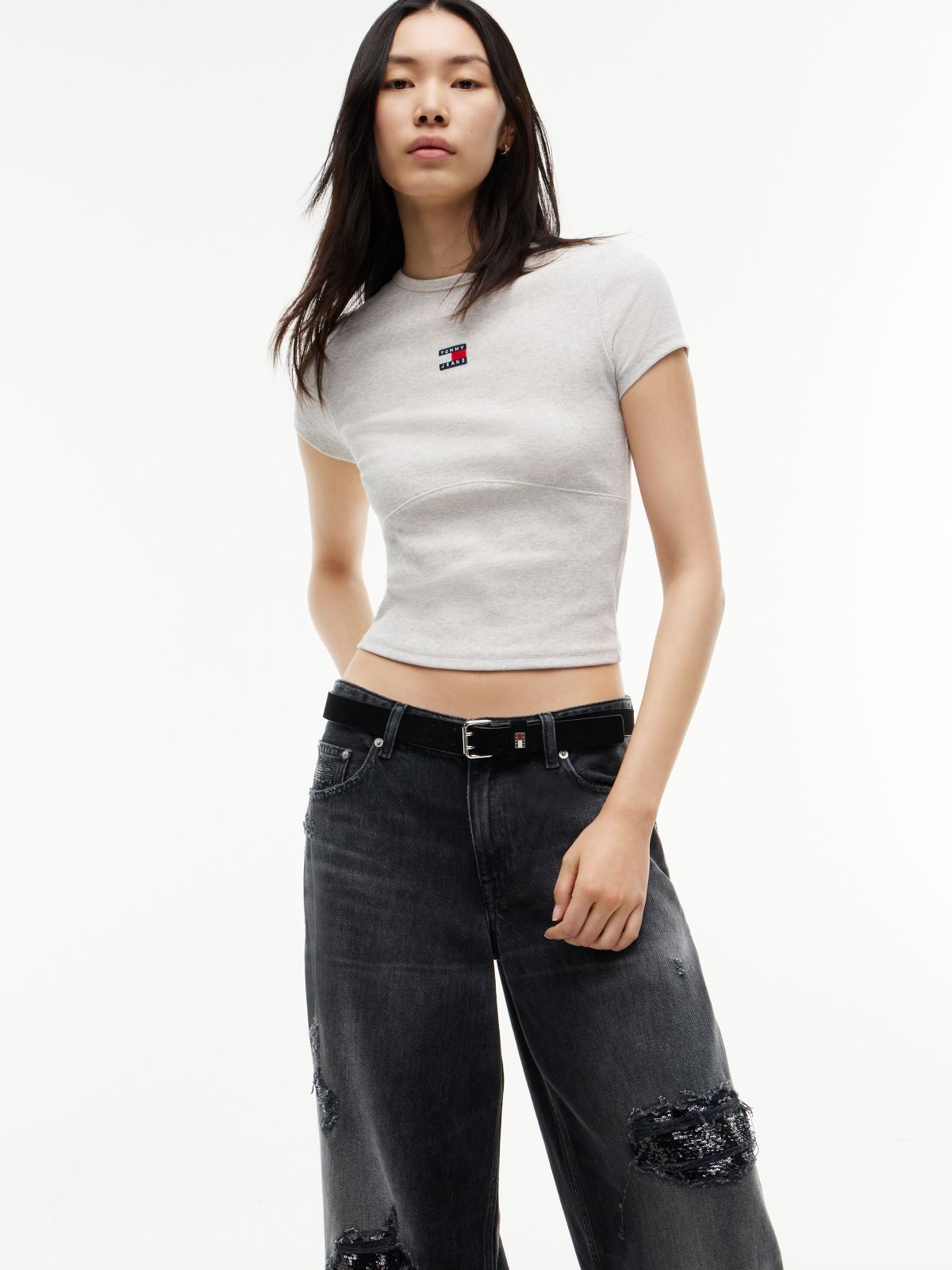 Daisy Distressed Low Rise Loose Jeans — Denim