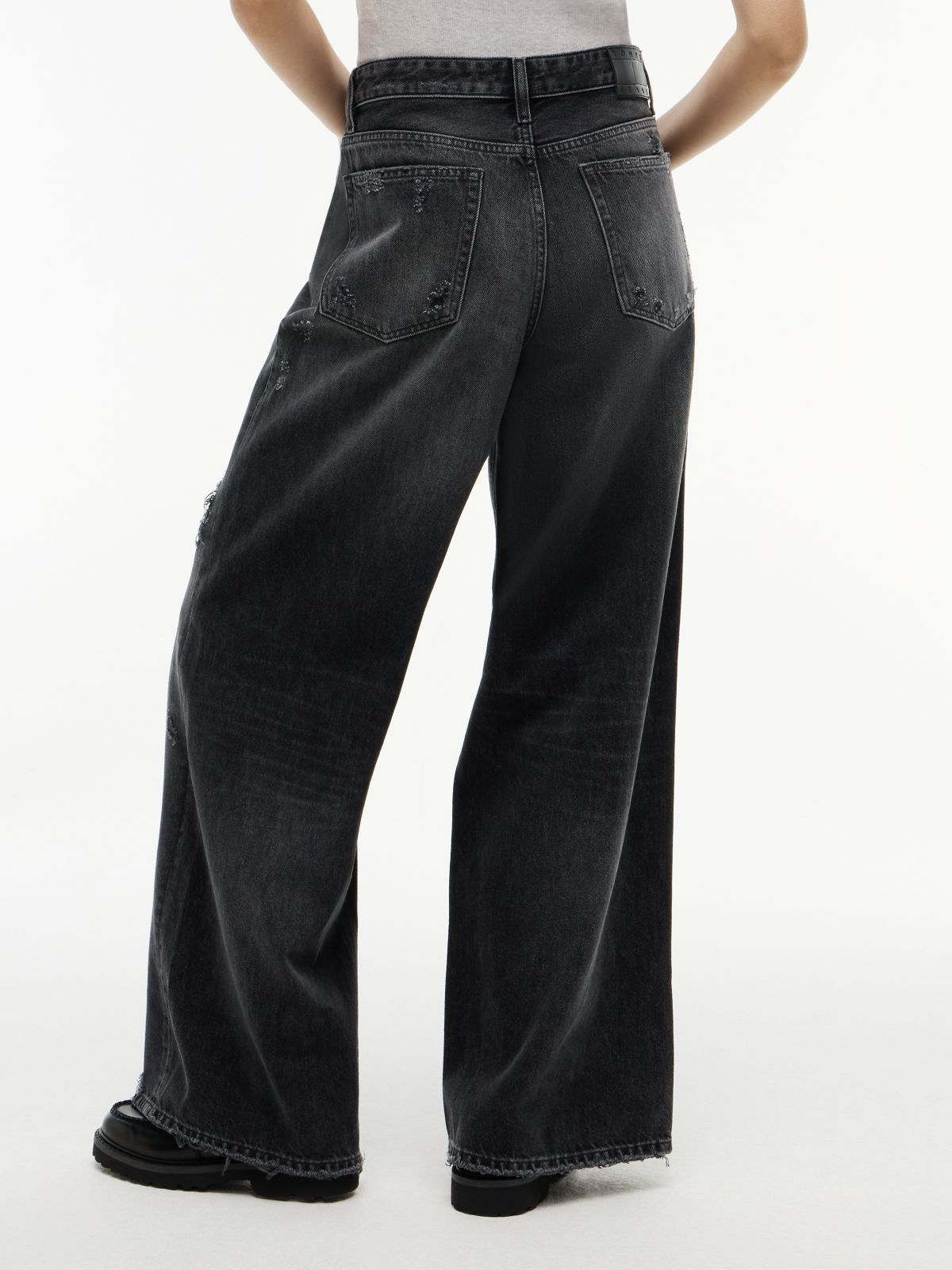 Daisy Distressed Low Rise Loose Jeans — Denim