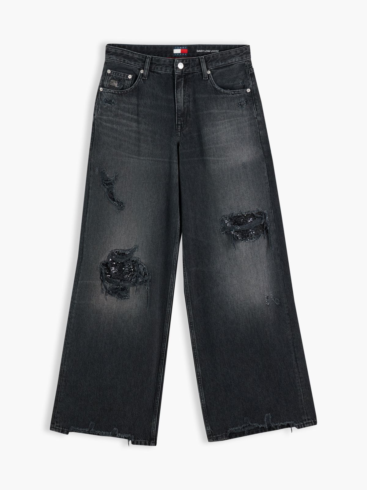 Daisy Distressed Low Rise Loose Jeans — Denim