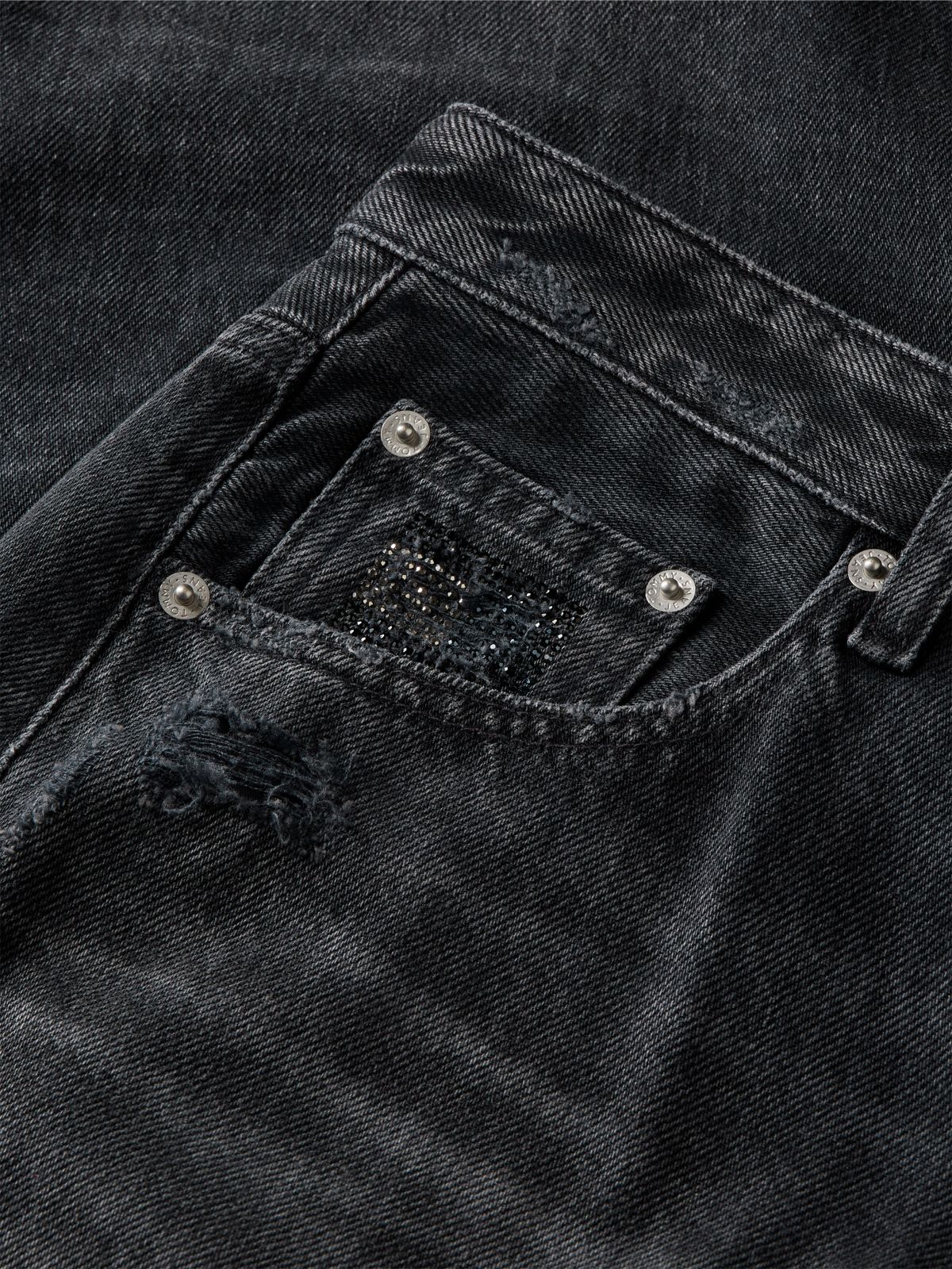 Daisy Distressed Low Rise Loose Jeans — Denim