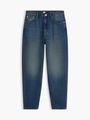 jeans mom tapered a vita alta denim da donne tommy jeans