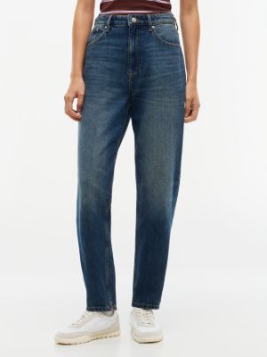 jeans mom tapered a vita alta denim da donne tommy jeans