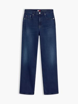 denim proste jeansy layla z wysokim stanem i efektem wyblaknięcia dla kobiety - tommy jeans