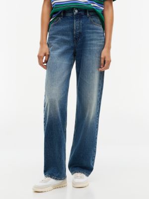jeans layla straight fit a vita alta sbiaditi denim da donne tommy jeans