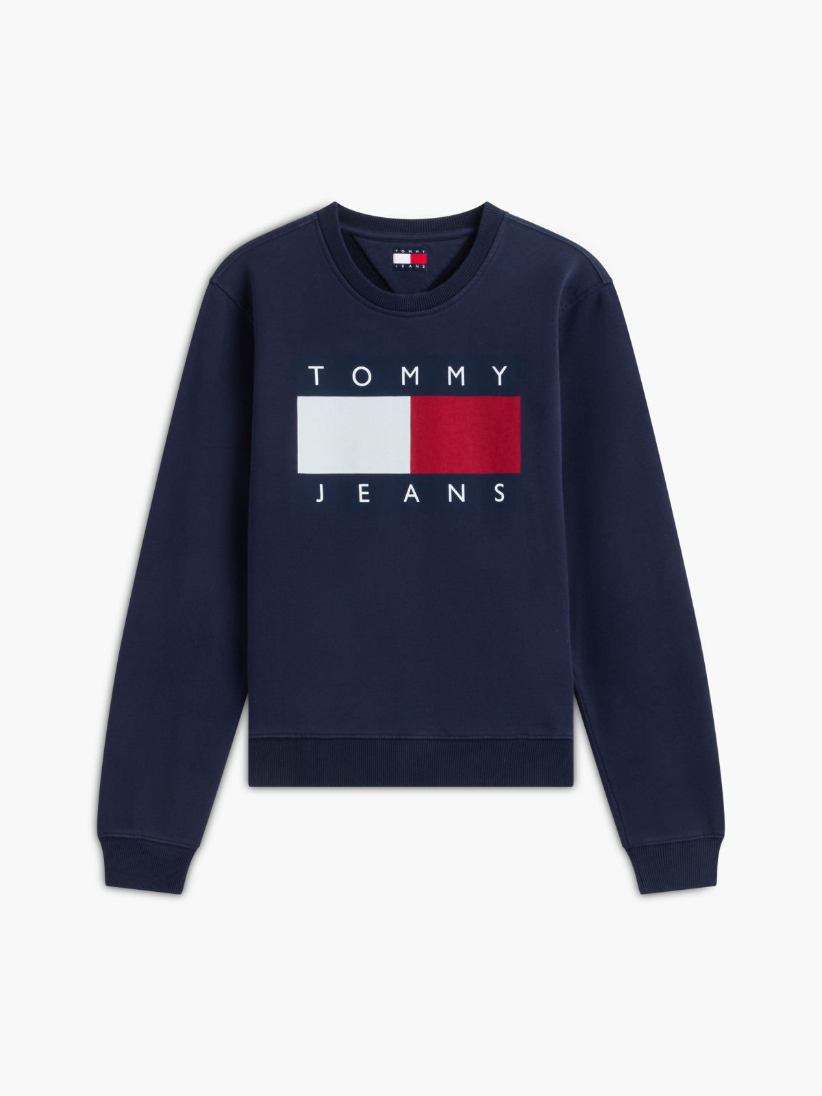 Tommy Flag Badge Crew Neck Sweatshirt — Blue