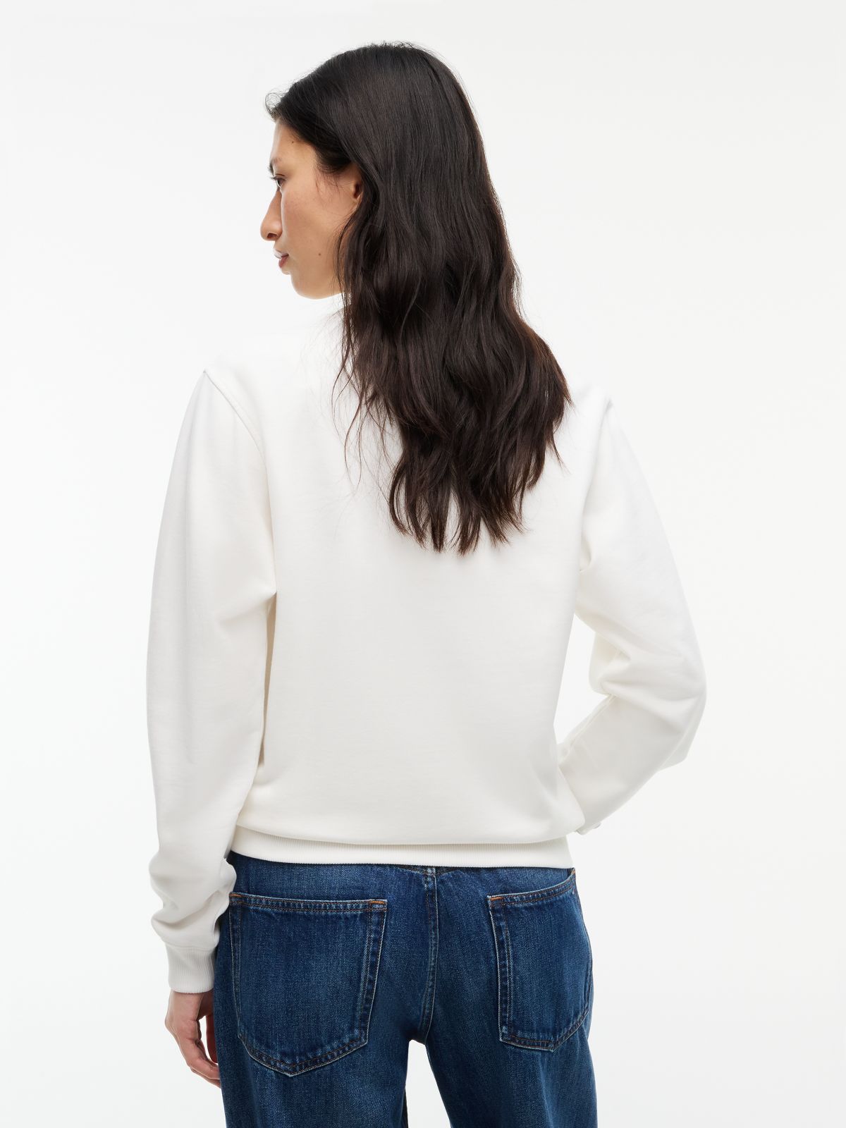 Tommy Flag Badge Crew Neck Sweatshirt — White