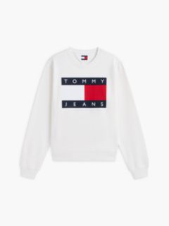 Tommy Flag Badge Crew Neck Sweatshirt — White 5