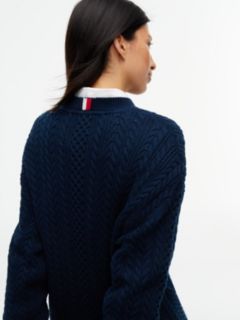 Tommy Badge Cable Knit Midi Jumper Dress — Blue 3