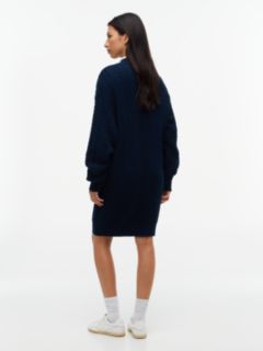Tommy Badge Cable Knit Midi Jumper Dress — Blue 4