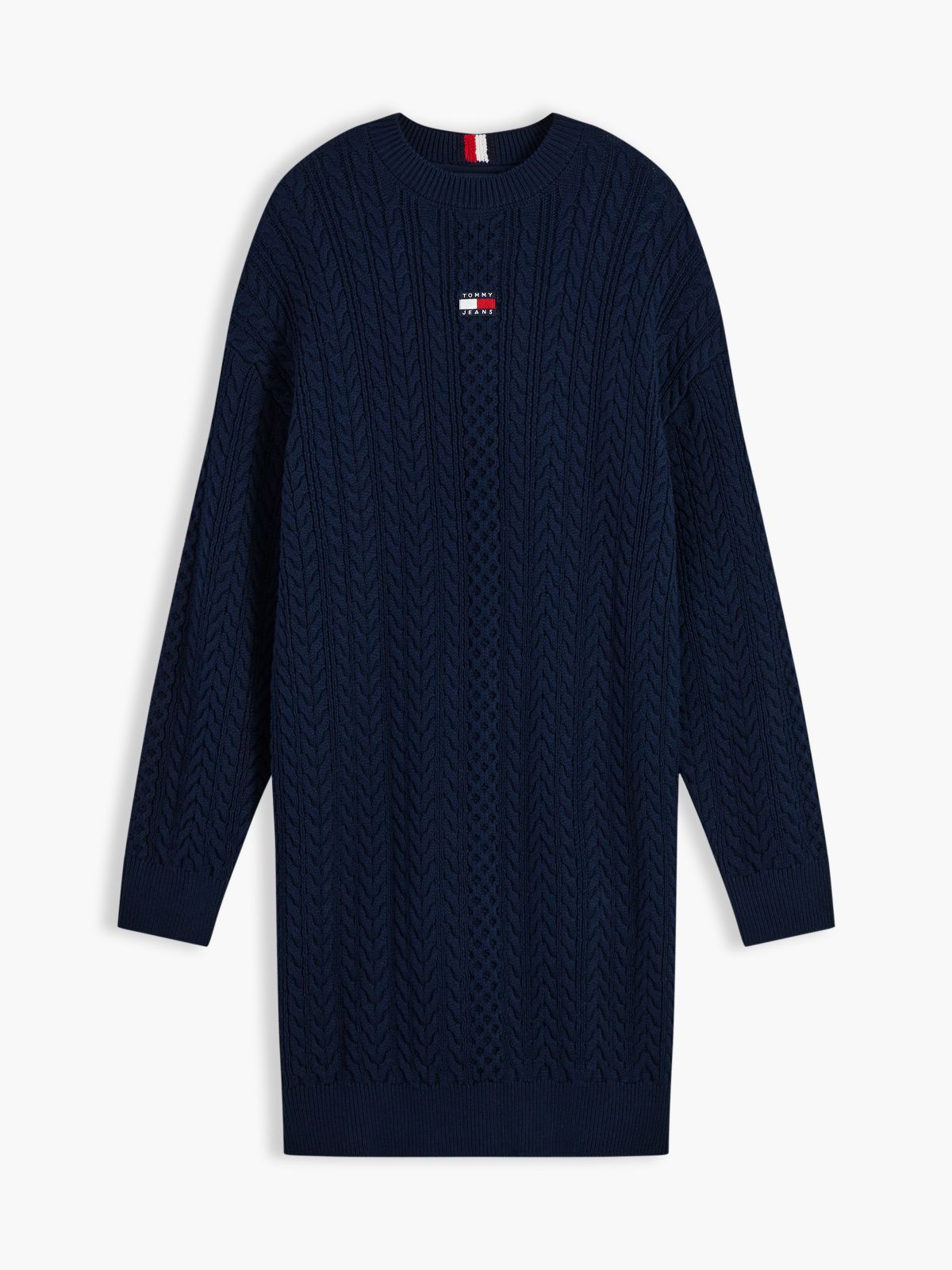 Tommy Badge Cable Knit Midi Jumper Dress — Blue