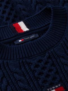 Tommy Badge Cable Knit Midi Jumper Dress — Blue 6