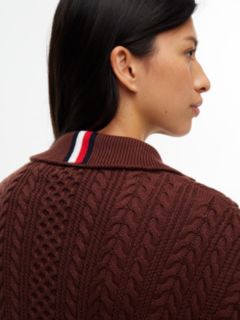 Tommy Badge Cable Knit Oversized Jumper — Brown 3
