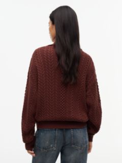 Tommy Badge Cable Knit Oversized Jumper — Brown 5