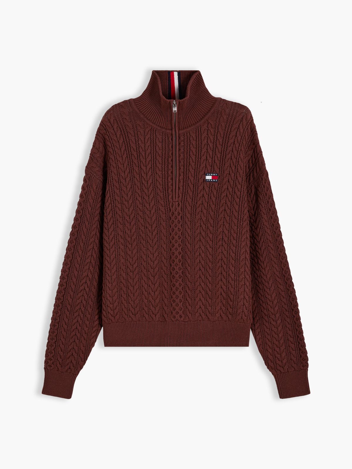Tommy Badge Cable Knit Oversized Jumper — Brown
