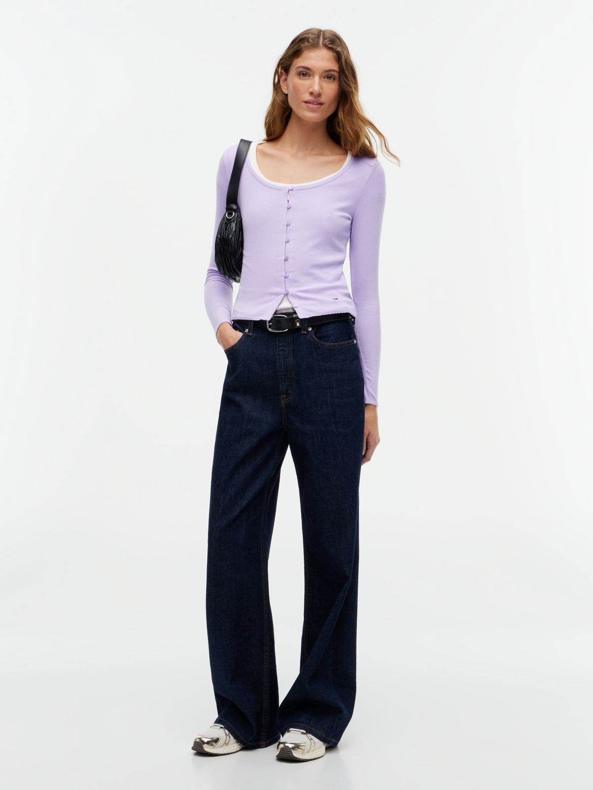 Slim Ribbed Long Sleeve Top — Purple