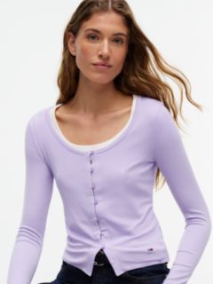 Slim Ribbed Long Sleeve Top — Purple 3