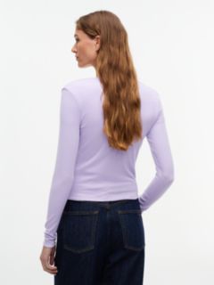 Slim Ribbed Long Sleeve Top — Purple 4