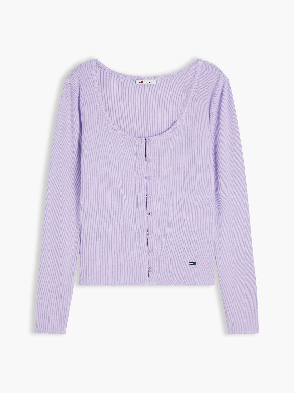Slim Ribbed Long Sleeve Top — Purple