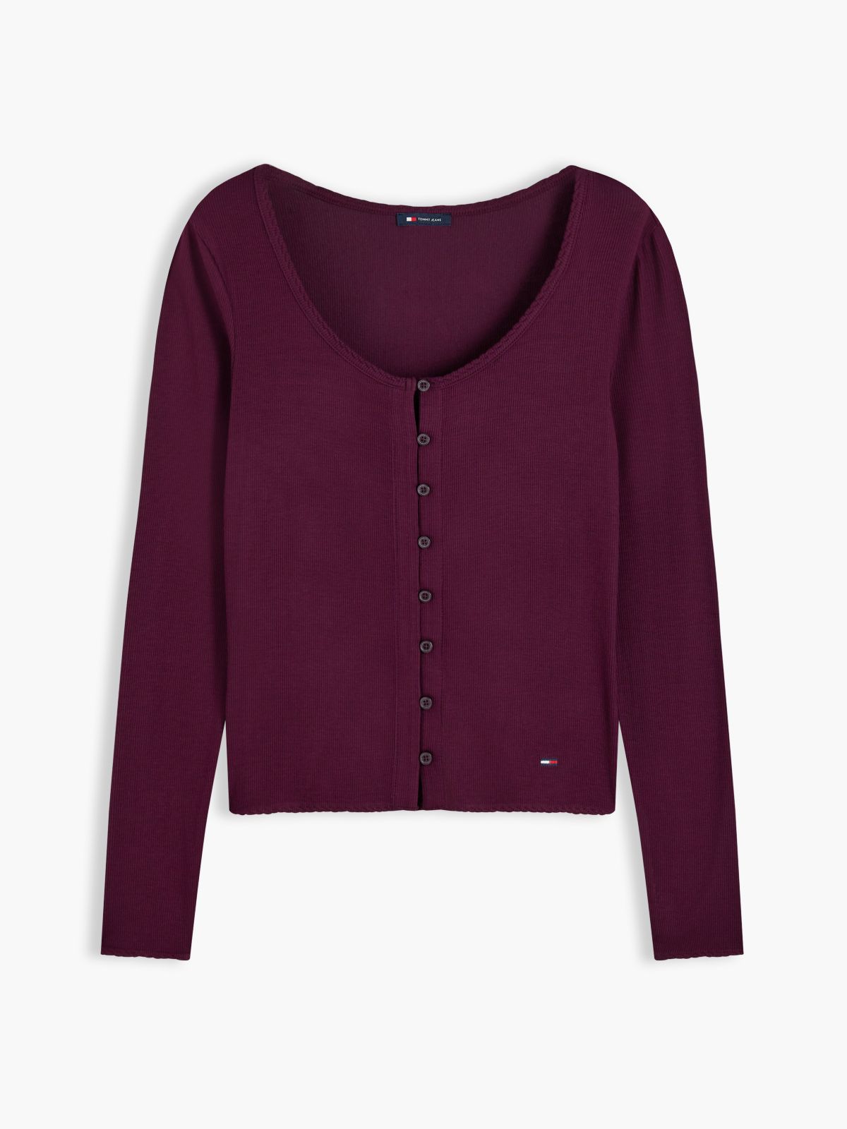 Slim Ribbed Long Sleeve Top — Purple