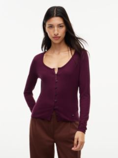 Slim Ribbed Long Sleeve Top — Purple 1