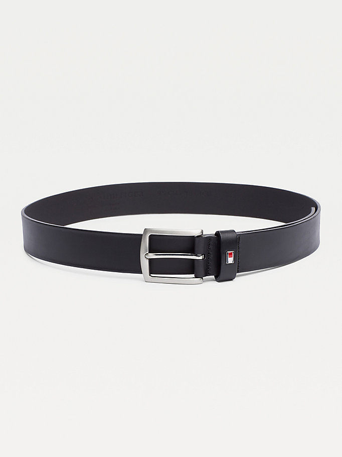 black denton rounded buckle leather belt for men tommy hilfiger