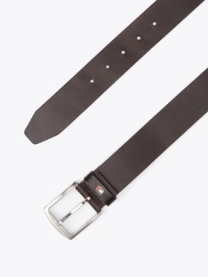 bruin leren riem met logo voor heren - tommy hilfiger