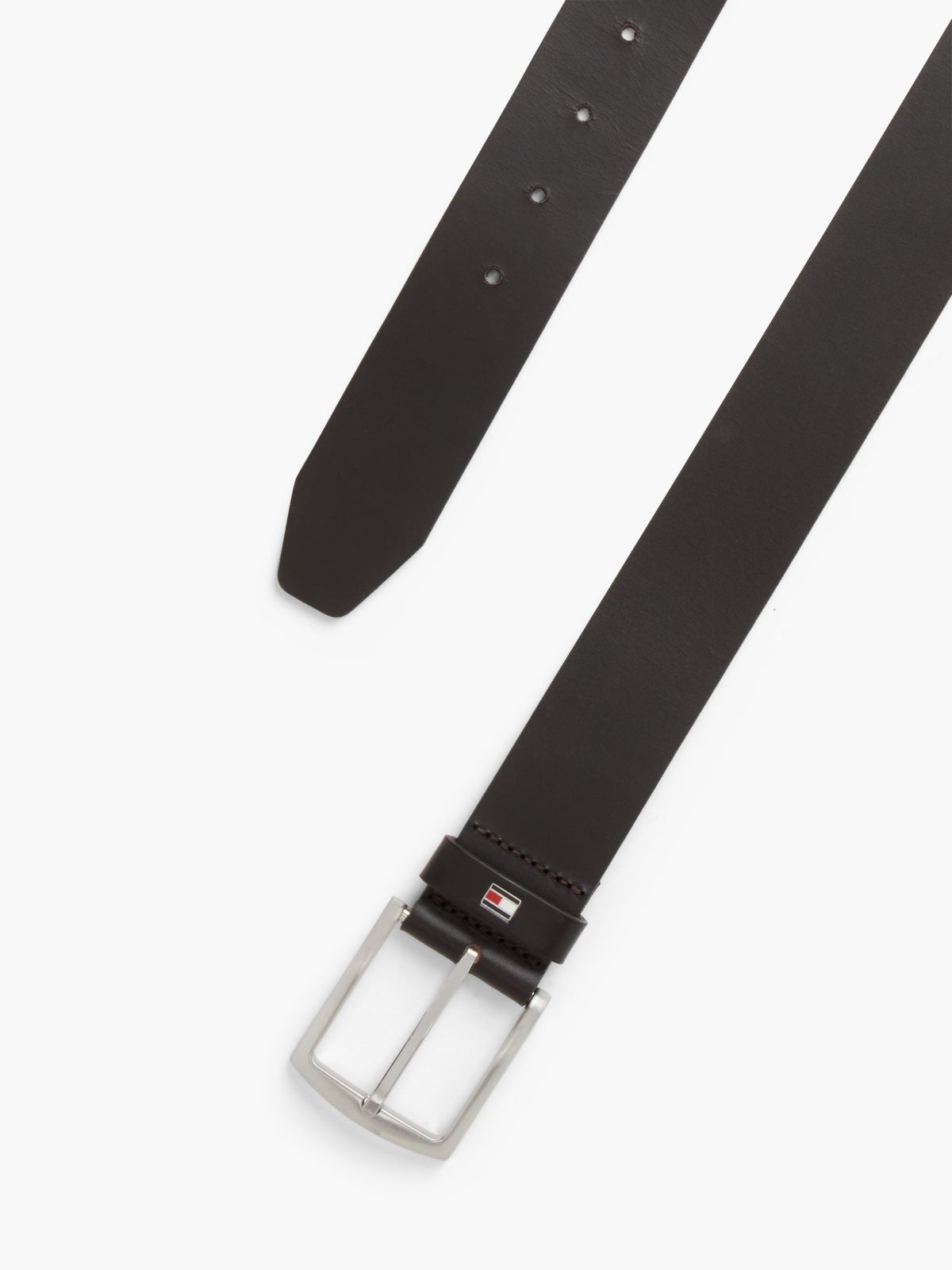 Denton Flag Logo Leather Belt — Brown