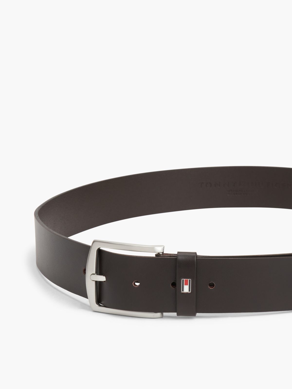 Denton Flag Logo Leather Belt — Brown